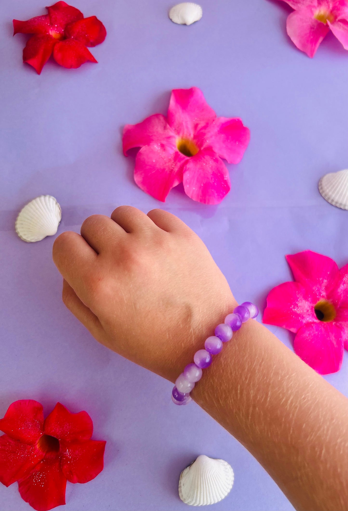 Armbånd - mørklilla perleglimt